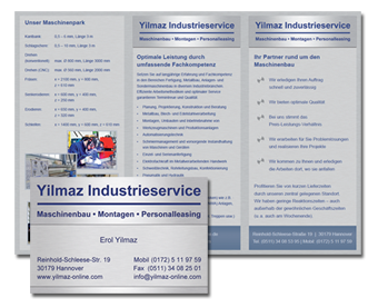 Flyer und Visitenkarten Yilmaz-Industrieservice